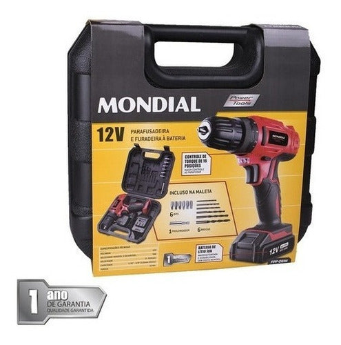 Furadeira Parafusadeira Sem Fio De 10mm Mondial Fpf-06m 12v
