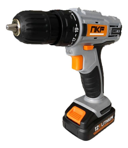 Furadeira Parafusadeira Sem Fio De 10mm Nkf Fp12x 12v + Acce