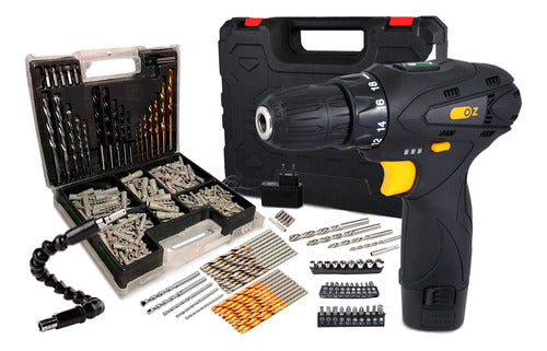 Kit Furadeira Parafusadeira 12v Com Jogo De Brocas 300 Peça