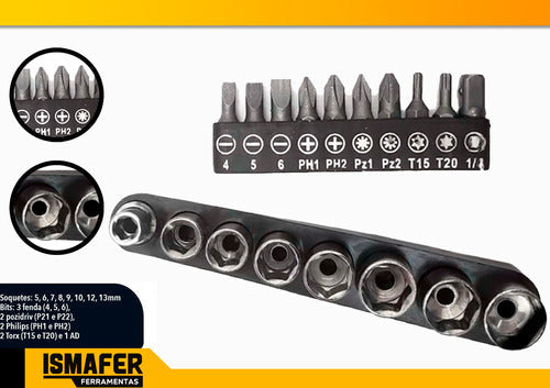 Kit Furadeira Parafusadeira 12v Com Jogo De Brocas 300 Peça